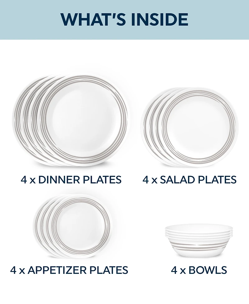 Corelle Brushed 16 Pc. Dinnerware Set, Service for 4