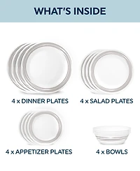 Corelle Brushed 16 Pc. Dinnerware Set, Service for 4