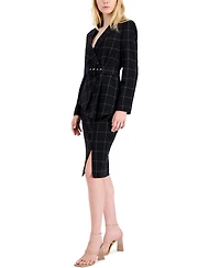 Tahari Asl Women's Windowpane-Print Skirt Suit