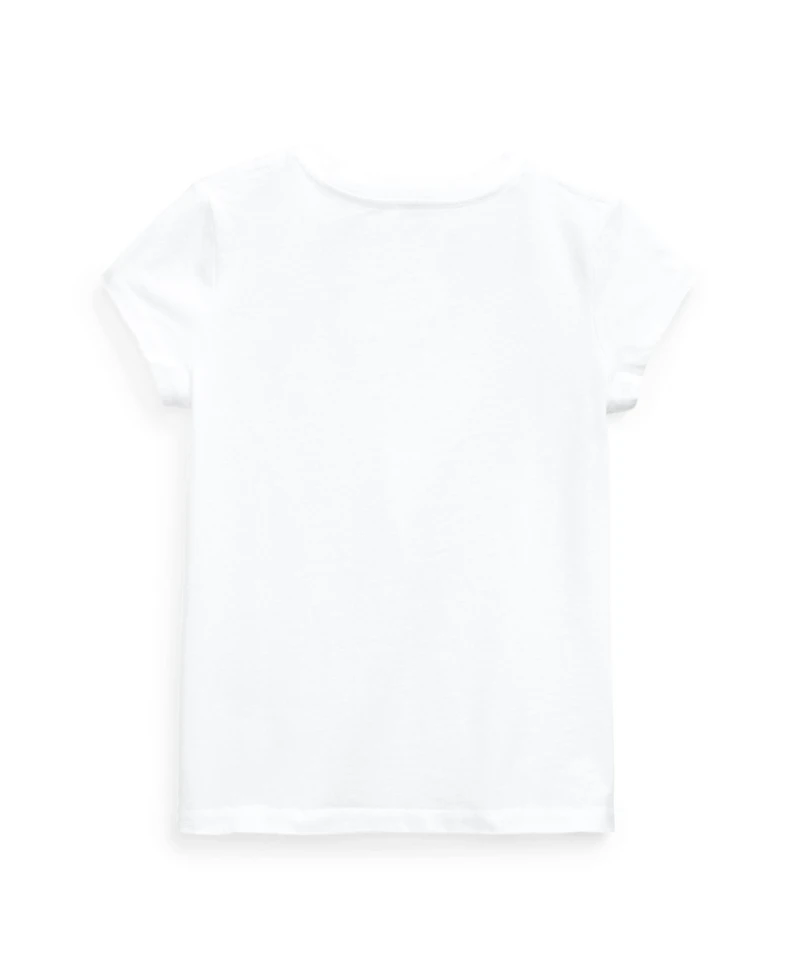Polo Ralph Lauren Toddler and Little Girls Short Sleeve Cotton Jersey V-Neck T-shirt