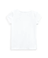 Polo Ralph Lauren Toddler and Little Girls Short Sleeve Cotton Jersey V-Neck T-shirt
