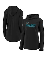 Women's Fanatics Black San Jose Sharks Authentic Pro Pullover Hoodie