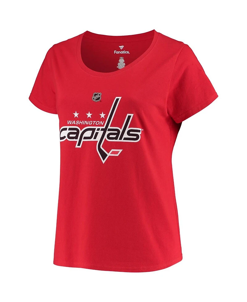 Women's Fanatics Tj Oshie Red Washington Capitals Plus Size Name and Number Scoop Neck T-shirt