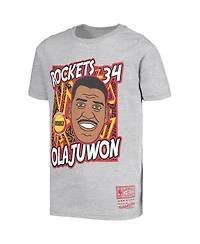 Big Boys Mitchell & Ness Hakeem Olajuwon Gray Houston Rockets Hardwood Classics King of the Court Player T-shirt