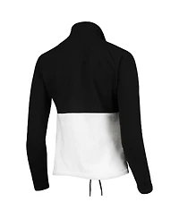 Women's Antigua Black, White Portland Timbers Harbor Raglan Half-Zip Jacket