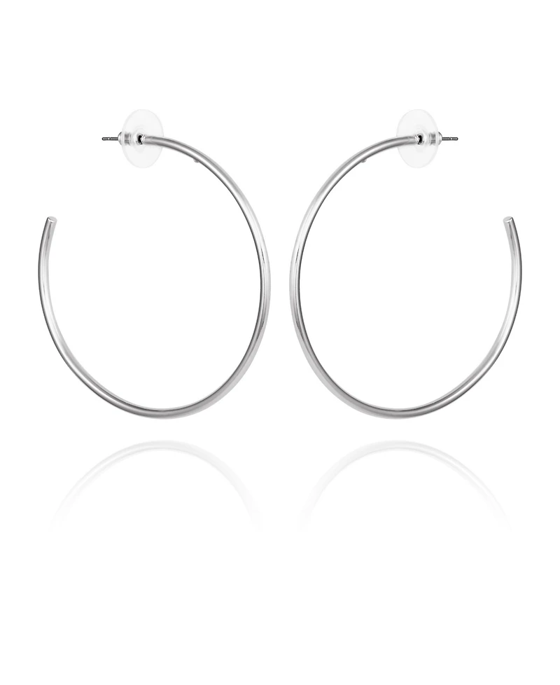 Vince Camuto Silver-Tone Large Open Hoop Earrings