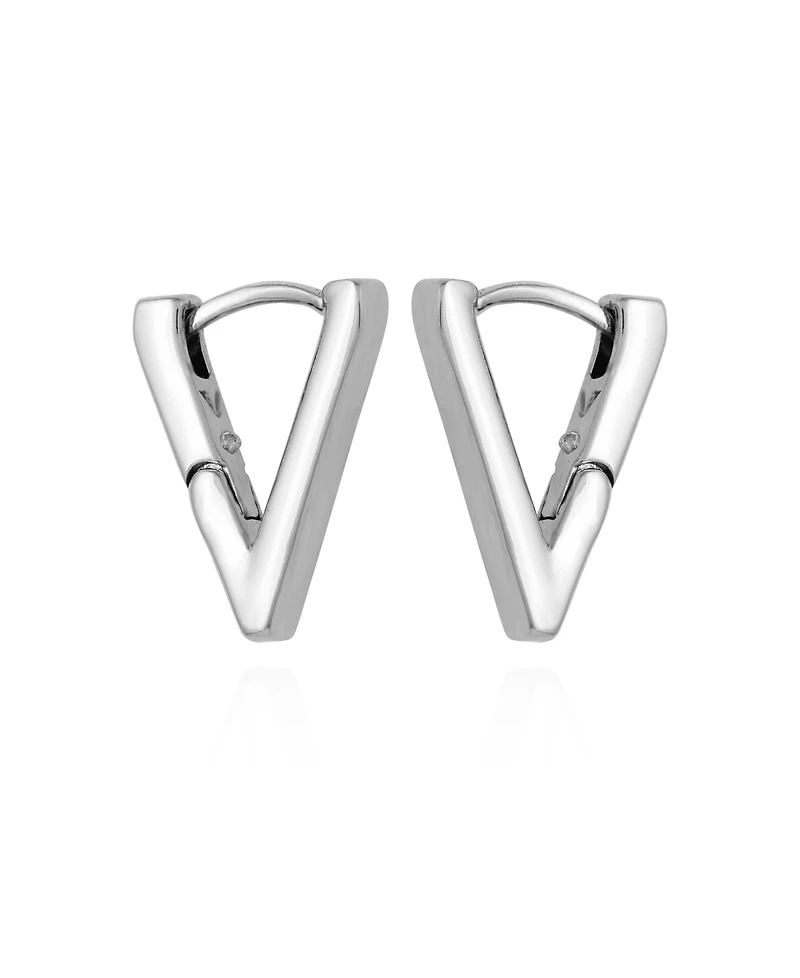 Vince Camuto Silver-Tone V Hinge Huggie Hoop Earrings