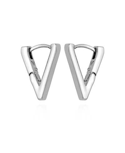 Vince Camuto Silver-Tone V Hinge Huggie Hoop Earrings