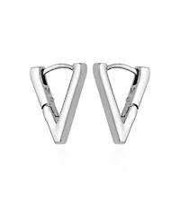 Vince Camuto Silver-Tone V Hinge Huggie Hoop Earrings