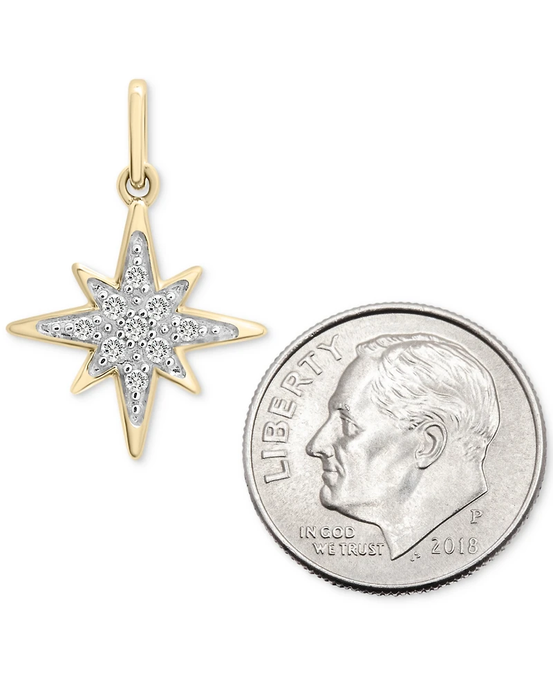 Wrapped Diamond Fancy Star Charm Pendant (1/20 ct. t.w.) in 10k Gold, Created for Macy's