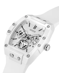 Guess Men's Multi-Function White Silicone Strap Watch 43mm