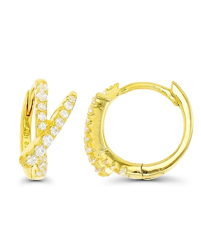 Overlapped Hoop Earrings 14K Gold Plated or Sterling Silver