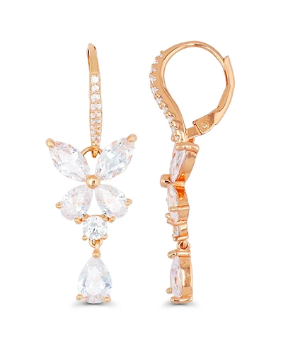 Dangling Earrings 14K Gold or Rose Plated Sterling Silver