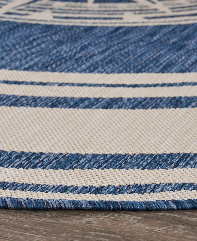 Lr Home Shoreline Srl-871 7'6" x 7'6" Round Outdoor Area Rug