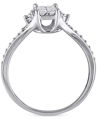 Diamond Emerald Cluster Engagement Ring (1/2 ct. t.w.) 14k White Gold