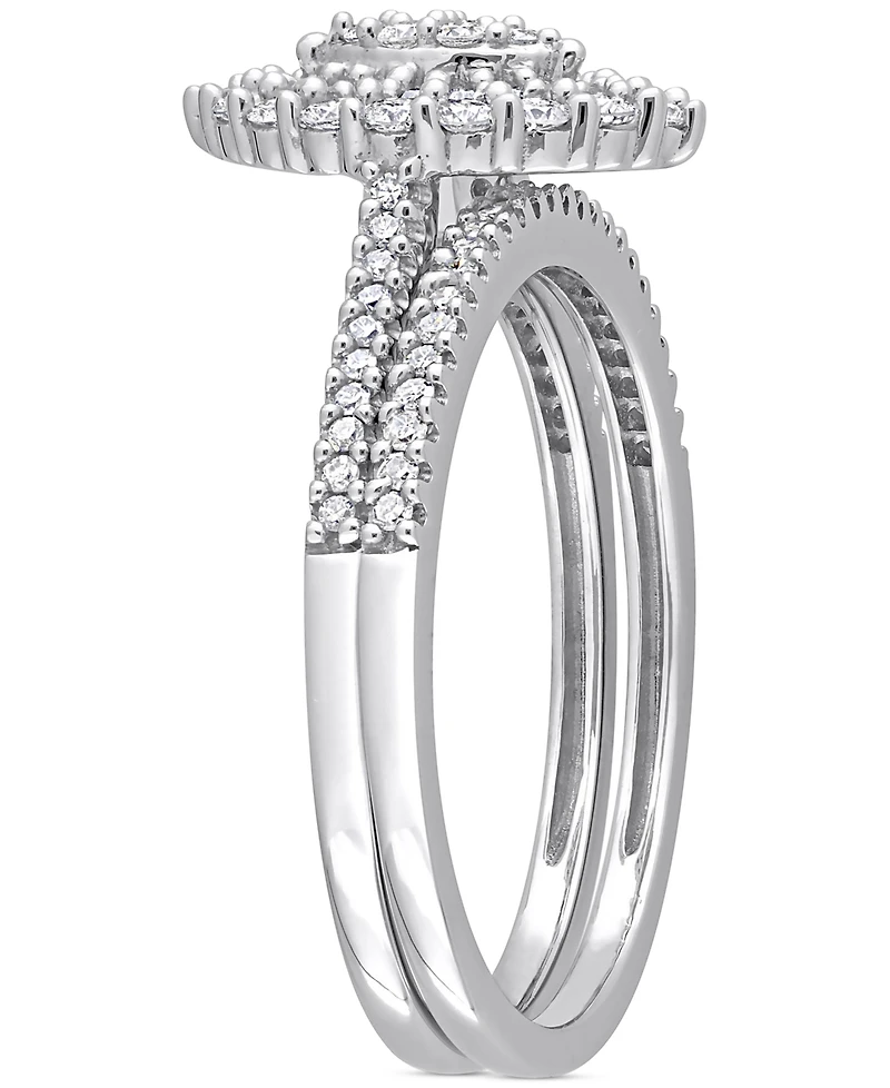 Diamond Halo Cluster Bridal Set (1/2 ct. t.w.) 14k White Gold
