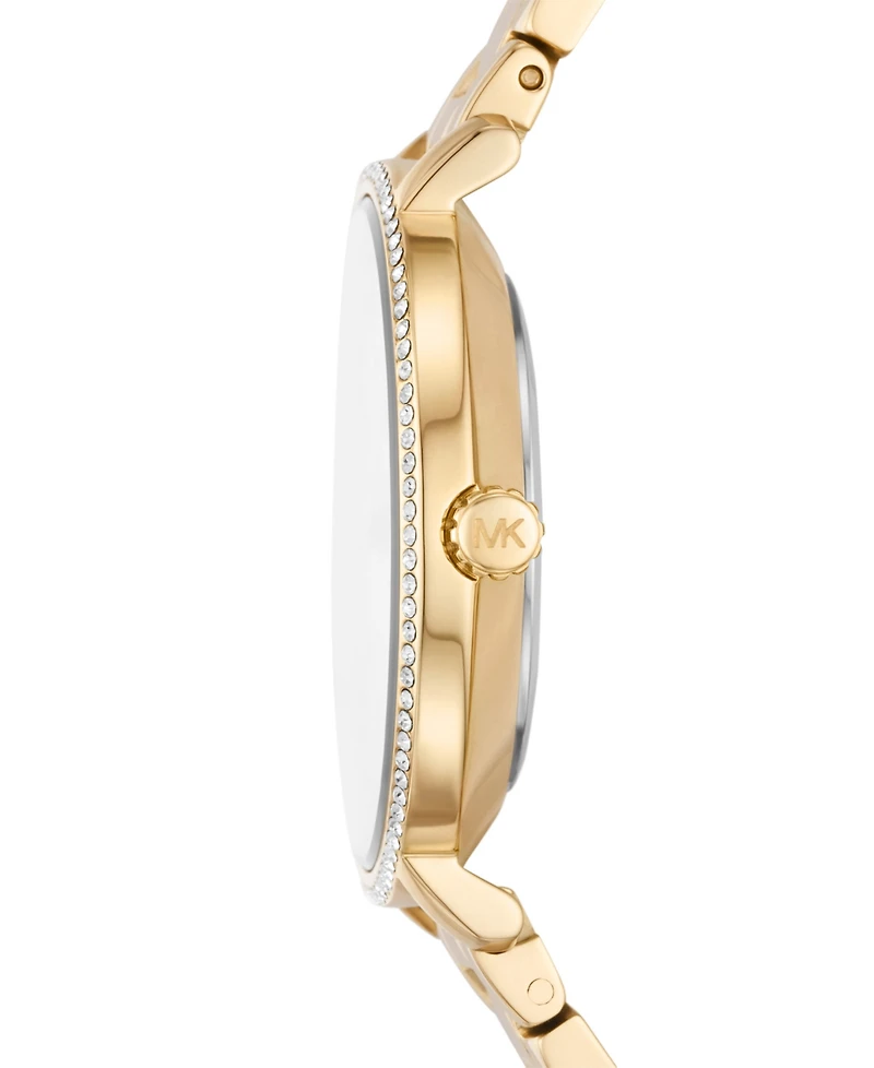 Michael Kors Women's Pyper Two-Hand Gold-Tone Stainless Steel Bracelet Watch 32mm and Earrings Set, 3 Pieces