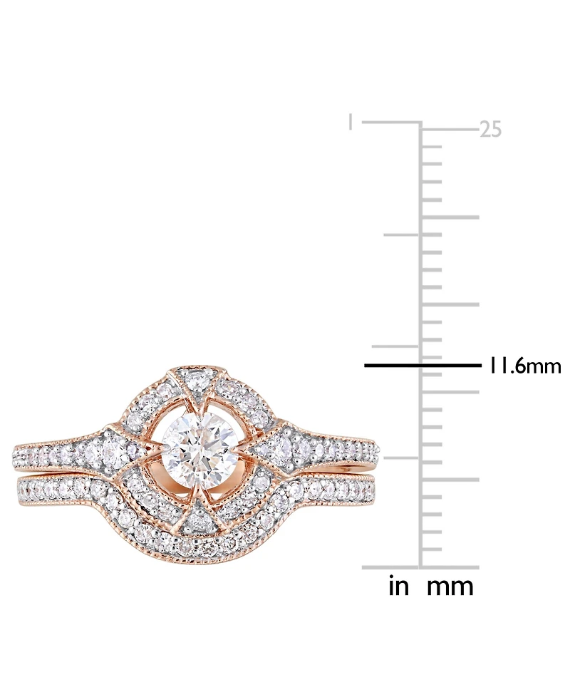 Diamond Halo Bridal Set (3/4 ct. t.w.) 14k Rose Gold