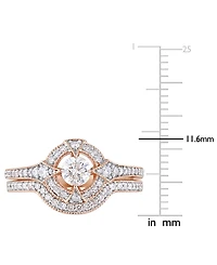 Diamond Halo Bridal Set (3/4 ct. t.w.) 14k Rose Gold