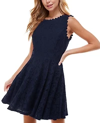 City Studios Juniors' Lace Fit & Flare Dress