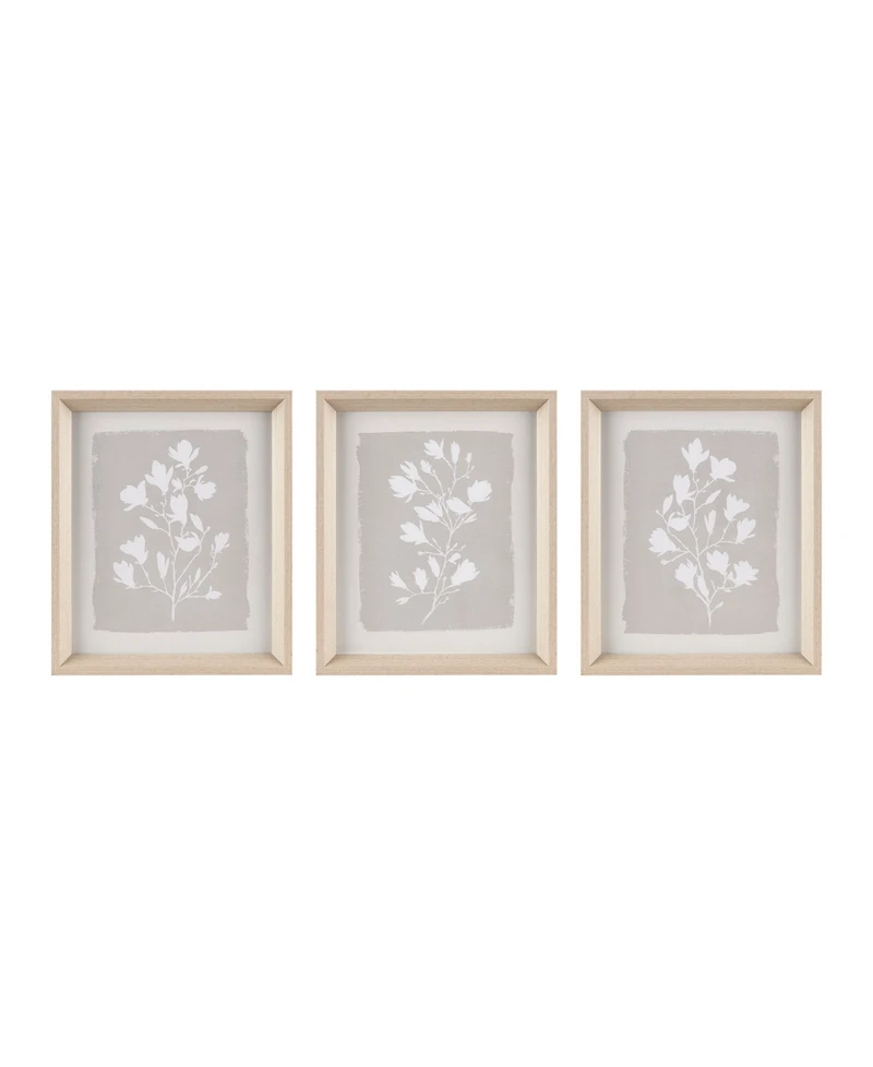 Madison Park 3 Piece Fair Florets Printed Framed Graphic Wall Art, 14" x 12"