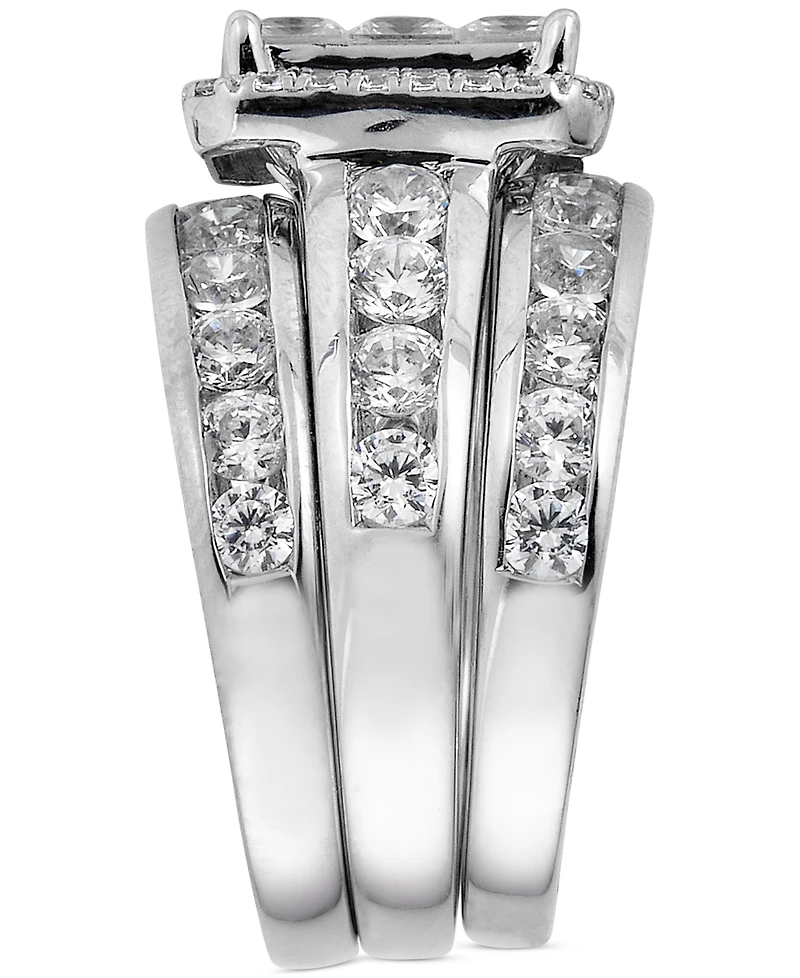 Diamond Emerald Shaped Cluster 3-Pc. Bridal Set (4 ct. t.w.) in 14k White Gold