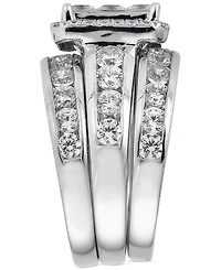 Diamond Emerald Shaped Cluster 3-Pc. Bridal Set (4 ct. t.w.) in 14k White Gold
