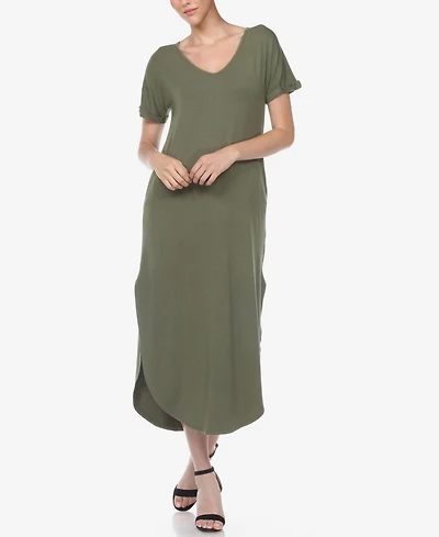 Women's Short Sleeve V-Neck Maxi Dress