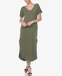 Women's Short Sleeve V-Neck Maxi Dress