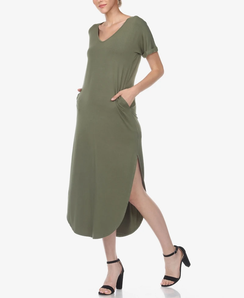 Women's Short Sleeve V-Neck Maxi Dress