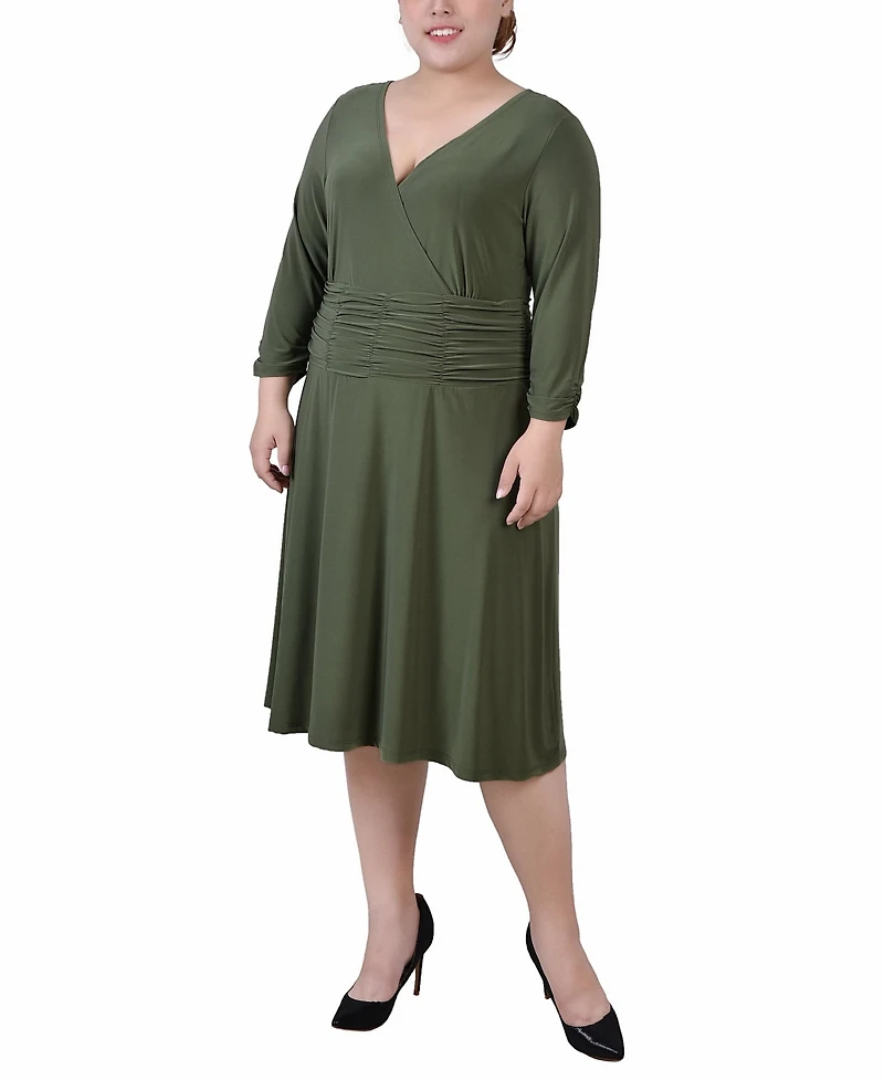 Ny Collection Plus Ruched A-Line Dress