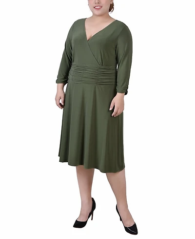 Ny Collection Plus Ruched A-Line Dress
