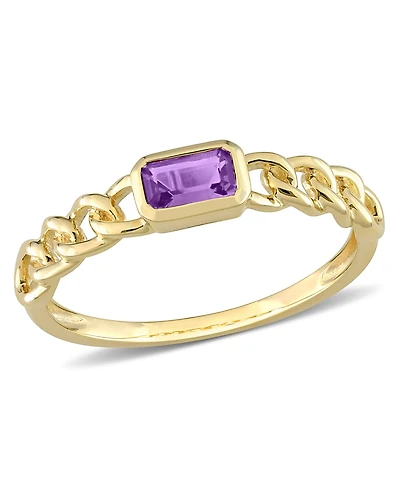 10K Yellow Gold or Rose Amethyst Link Ring
