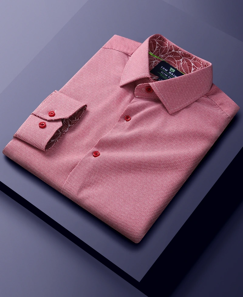 Men's Slim Fit Performance Long Sleeve Geometric Dress Shirt