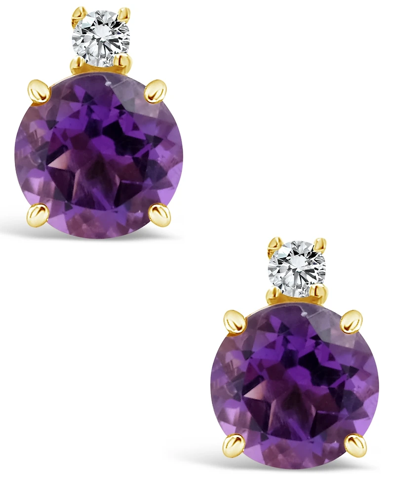 Amethyst (1-1/2 ct. t.w.) and Diamond Accent Stud Earrings in 14K Yellow Gold