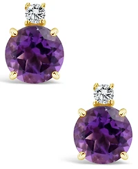 Amethyst (1-1/2 ct. t.w.) and Diamond Accent Stud Earrings in 14K Yellow Gold