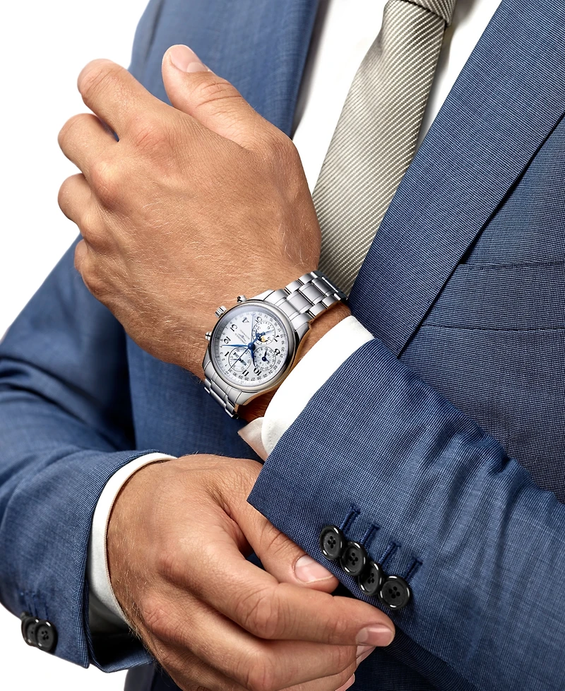 Longines Men's Swiss Automatic Chronograph Master Stainless Steel Bracelet Watch 42mm