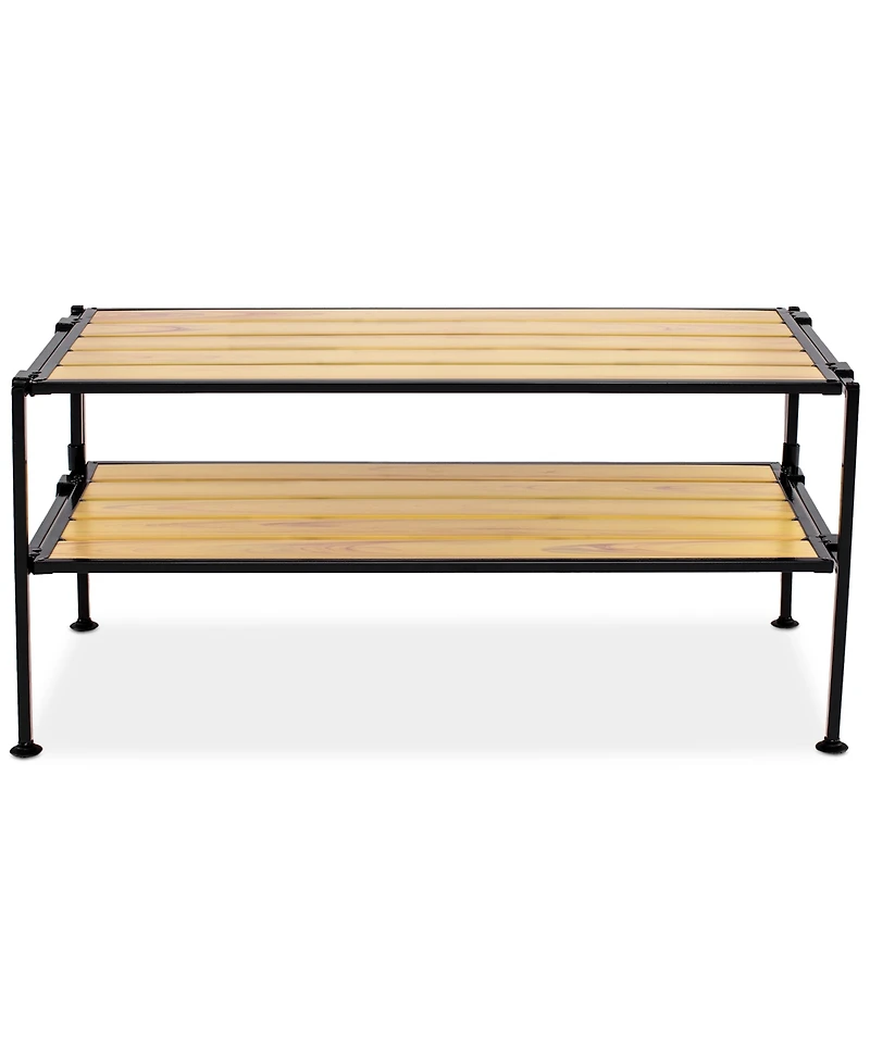 Seville Classics 2-Tier Stackable 6-Pair Resin Slat Shoe Storage Rack Organizer