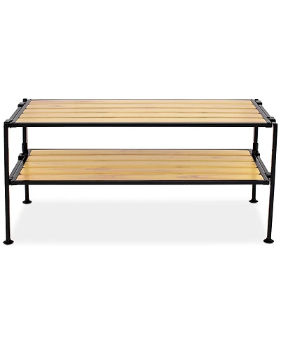 Seville Classics 2-Tier Stackable 6-Pair Resin Slat Shoe Storage Rack Organizer