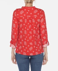 Women's Pleated Leaf Print Blouse