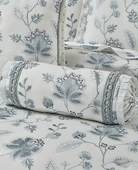 J Queen New York Blue Garden Neckroll Decorative Pillow, 7" x 17"