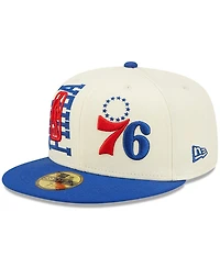 Men's New Era Cream, Royal Philadelphia 76ers 2022 Nba Draft 59FIFTY Fitted Hat