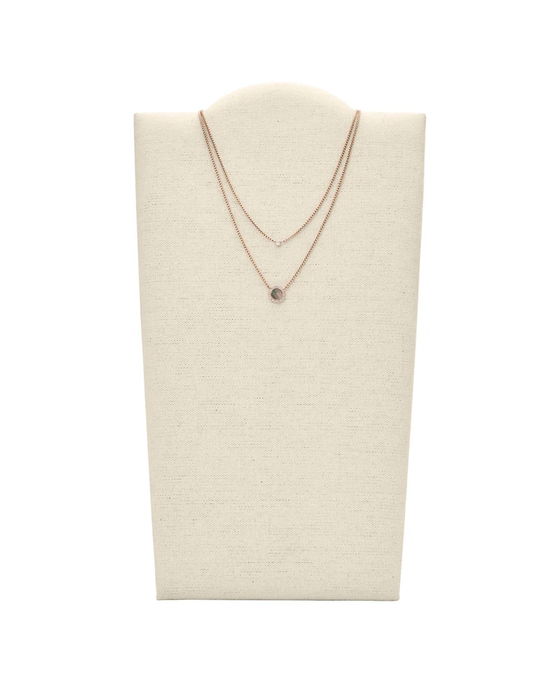 Val Double Gray Mother of Pearl Disc Pendant Necklace