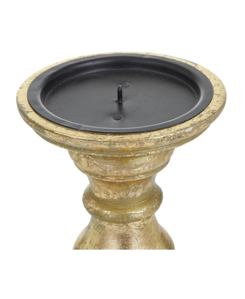 Wood Traditional Candle Holder, Set of 3