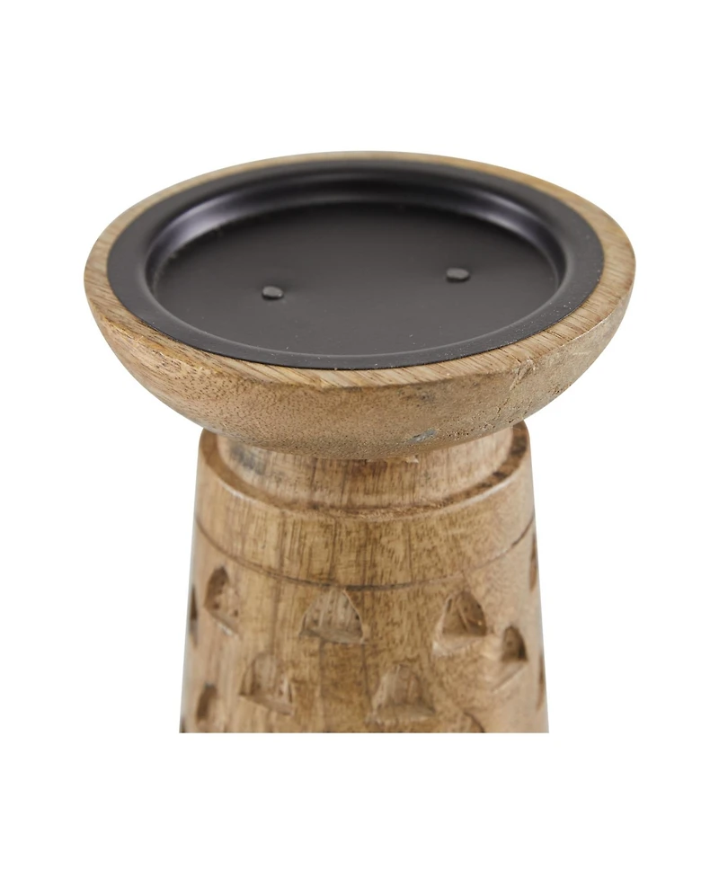 Mango Wood Natural Candle Holder, Set of 3