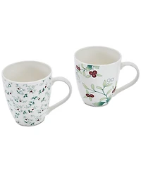 Winterberry Holiday Mugs, Set of 2