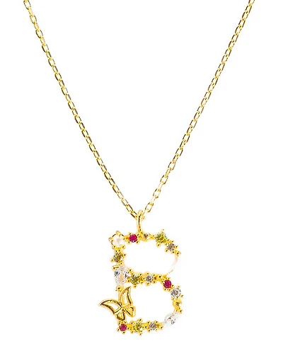 Girls Crew Flutterfly Stone Initial Necklace
