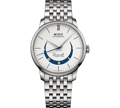 Mido Men's Swiss Automatic Baroncelli Smiling Moon Stainless Steel Bracelet Watch 39mm