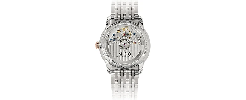 Mido Women's Swiss Automatic Baroncelli Iii Heritage Diamond (1/10 ct. t.w.) Two Tone Stainless Steel Bracelet Watch 33mm