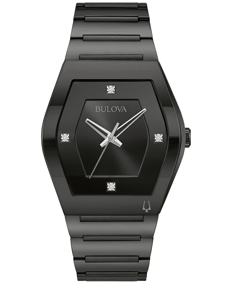 Bulova Men's Modern Gemini Diamond Accent Black Ion-Plated Stainless Steel Bracelet Watch 40mm